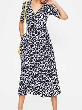 Boden Kassidy Jersey Dress 2R Navy White